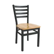 BFM Seating 2160C-SB W Indoor Lima Side Chair with Ladder Back, Black 1 image