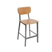 BFM Seating JS10HGR3-NTPL Hamilton Counter Height Stool, Natural Ash Veneer Back, Upholstered Seat, Platinum Finish 1 image