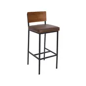 BFM Seating JS33BBXG4-AARU Memphis Barstool, Autumn Ash Wood Back, Upholstered Box Seat, Steel Frame, Distressed Finish 1 image