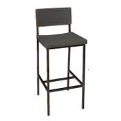 BFM Seating JS33BGR4-GRSB Memphis Barstool, Gray Ash Wood Back, Upholstered Seat, Steel Frame, Sand Black Finish 1 image
