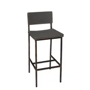 BFM Seating JS33BGRA-RU Memphis Barstool, Gray Ash Wood Back & Seat, Steel Frame with Rustic Finish 1 image