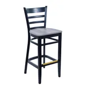 BFM Seating ZWB101BL R Berkeley Barstool, Ladder Back, Black Finish, Wood Frame, Footrest 2 image