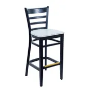 BFM Seating ZWB101BL R Berkeley Barstool, Ladder Back, Black Finish, Wood Frame, Footrest 1 image