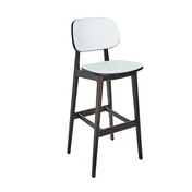 BFM Seating ZWB22DWRG4-G4DW Emma Barstool, Upholstered Back & Seat, Dark Walnut Wood Frame, Grade 4 Upholstery 1 image