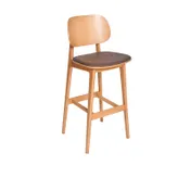 BFM Seating ZWB22NTRG4-NT Emma Barstool, Upholstered Seat & Back, Wood Frame, Natural Finish, Grade 4 Upholstery 1 image