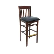 BFM Seating ZWB303DW GR4 Columbia Barstool, European Beechwood, Upholstered Seat, Dark Walnut Finish 1 image