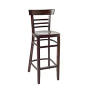 BFM Seating ZWB66DW GR3 Giulia Ladder Back Barstool with Upholstered Seat and Footrest, European Beechwood Frame 1 image