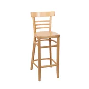 BFM Seating ZWB66NT Giulia Ladder Back Barstool, European Beechwood, Natural Finish, Armless, Wood Seat & Frame, Footrest 1 image
