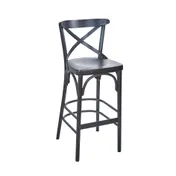 BFM Seating ZWB88-BW GR2 Sofia Barstool, Criss Cross Wood Back, Upholstered Seat, European Beechwood Frame 1 image