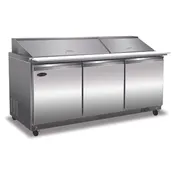 Serv-Ware SP72-30M-HC-T 72" 3-Door Mega Top Sandwich and Salad Prep Table, 30 Pans 1 image