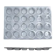 Thunder Group ALKMP024 Muffin Pan, 24 Cup 3-1/2 Oz. Each Cup, 20-1/2" X 14-1/4", Aluminum 1 image