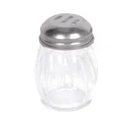 Thunder Group GLTWCS006 Cheese Shaker, 6 Oz. Capacity, Swirled Glass Base, Stainless Steel Slotted Top. Without Handle - Dozen 1 image