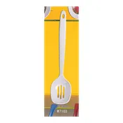 Thunder Group W7103 White Serving Spoon, 12"L, Slotted, Break-Resistant - Dozen 1 image