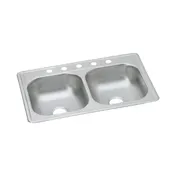 Elkay D233215 Double Bowl Drop-In Stainless Steel Kitchen Sink, 33" X 21.25" / 22 Gauge   1 image