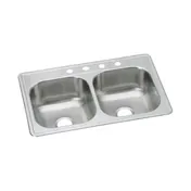 Elkay DSE233215 Double Bowl Drop-In Stainless Steel Kitchen Sink, 33" X 21.25" / 20 Gauge - 5 Holes 1 image