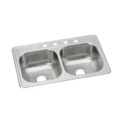 Elkay DSE23321MR2 33" Double Bowl Drop-In Stainless Steel Kitchen Sink / 20 Gauge - Center Drain 1 image