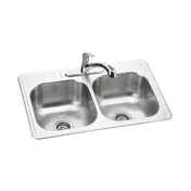 Elkay DSE233223DFBG Double Bowl Drop-In Kitchen Sink Kit, 33" X 22" / Stainless Steel - 20 Gauge 1 image