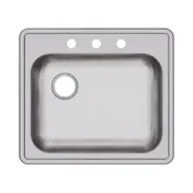 Elkay GE12522L3 Single Bowl Drop-In Stainless Steel Kitchen Sink, 25" X 22" / Left Drain - 3 Holes 3 image