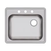Elkay GE12522R3 Single Bowl Drop-In Stainless Steel Kitchen Sink, 25" X 22" / 3 Holes - Right Drain  3 image