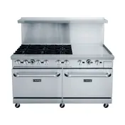 Dukers Appliance Co DCR60-6B24GM 60" Gas Restaurant Range, 6 Open Burners, 24" Griddle, (2) Standard Ovens, 324.000 BTU  1 image