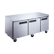 Dukers Appliance Co DUC72R 72" 3-Doors Undercounter Refrigerator, Stainless Steel, 18.96 cu. ft. 1 image