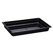 Cambro 12HP110 H-Pan Food Pan, Full-Size, 2-1/2" Deep, Black Plastic, Non-Stick, NSF -40°F to 375°F 1 image