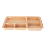 Cambro 1411CW133 5-Comp Tray-On-Tray, Beige Polycarbonate, 14.38" L x 10.56" W x 1.25" D, NSF 1 image