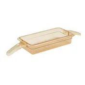 Cambro 32HP2H150 H-Pan 1/3-Size, 2-1/2″ Deep Amber Plastic Pan, Handle, -40°F to 375°F, NSF 1 image