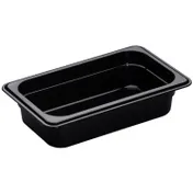 Cambro 42HP110 H-Pan Food Pan, 1/4 Size, 2-1/2" Deep, Black Plastic, -40°F to 375°F, NSF 1 image