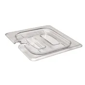 Cambro 60CWCHN135 - 1/6 Size Clear Polycarbonate Pan Cover, Handled Spoon-Notched, NSF 1 image