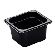 Cambro 64HP110 H-Pan 1/6 Size, 4" Deep, Black Plastic Nonstick, -40°F to 375°F, NSF 1 image