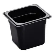 Cambro 66HP110 H-Pan Food Pan, 1/6 Size, 6" Deep, Black Plastic, -40°F to 375°F, NSF 1 image