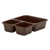 Cambro 853FCP167 - 3-Comp Tray-on-Tray, 8-9/16" x 6-1/4" x 1-7/8" Brown Co-Poly, Dishwasher Safe 1 image
