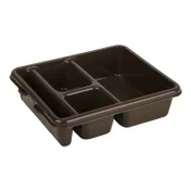 Cambro 9114CP167 - 4-Comp Tray 8-15/16" x 10-3/4" x 2-5/8" Brown Co-Polymer Dishwasher Safe 1 image