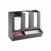 Cal-Mil 1013 Cup & Lid Organizer, 13.5"W x 7.25"D x 11.5"H, Black Plastic, 5-Section, Counter/Wall 1 image