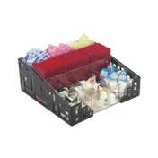 Cal-Mil 1616-13 Condiment Organizer, 12" X 12" X 5-1/4" Black Steel 9-Compartment Decorative Cutouts 1 image