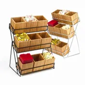Cal-Mil 1817-13 Tiered Display, 13"W X 9.5"D X 17.5"H, 3-Tier (9) Bamboo Bins 1 image