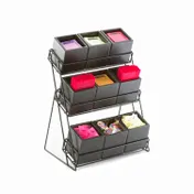 Cal-Mil 1817-96 Midnight Bamboo Tiered Display, 13"W X 9.5"D X 17.5" H, 3-Tier (9) Midnight Bamboo Bins 1 image
