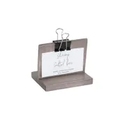 Cal-Mil 2036-32-110 Aspen Clip Sign Holder, 2" x 4" x 3-1/4" Gray Wood Display, 4" Width, 3" Height 2 image