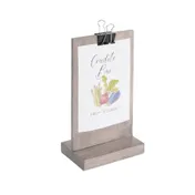 Cal-Mil 2036-46-110 Aspen Clip Sign Holder 2.5" x 4.5" x 8.5" H Gray Wood 4" Width Menu Display 2 image