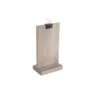 Cal-Mil 2036-46-110 Aspen Clip Sign Holder 2.5" x 4.5" x 8.5" H Gray Wood 4" Width Menu Display 1 image