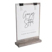 Cal-Mil 2036-811-110 Aspen Clip Sign Holder, 2.5" x 9.25" x 13.5" Gray Wood 2 image