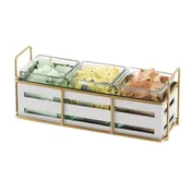 Cal-Mil 22091-15 Jar Display, 12.5"W X 4.5"D X 5.25"H (3) Glass Jars Included, Gold Wire Frame 1 image