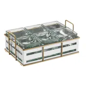 Cal-Mil 22092-15 Jar Display, 12.5"W X 8.5"D X 5.25"H (6) Glass Jars Included, Gold Wire Frame 1 image