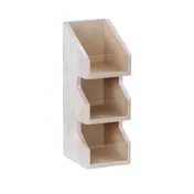 Cal-Mil 22455-3-113 Condiment Display, 6"W X 7"D X 16"H, 3 Section, White-Washed Pine Wood 1 image