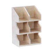 Cal-Mil 22455-6-113 Condiment Display, 11"W X 7"D X 16"H, 6 Section, White-Washed Pine Wood 1 image