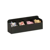 Cal-Mil 23427-13 Condiment Holder, 4-Compartment Bin, 17" W x 5" D x 6" H, ABS Plastic, Black 1 image