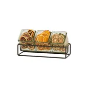 Cal-Mil 23747-3-13 3 Jar Holder, 12.5"W X 4.5"D X 3"H, Includes 3 Glass, Black 2 image