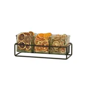 Cal-Mil 23747-3-13 3 Jar Holder, 12.5"W X 4.5"D X 3"H, Includes 3 Glass, Black 1 image
