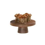 Cal-Mil 23755-104-78 Pedestal Display Stand, 10.25" Dia X 4.25" H, Brown Melamine, Dishwasher-Safe 1 image